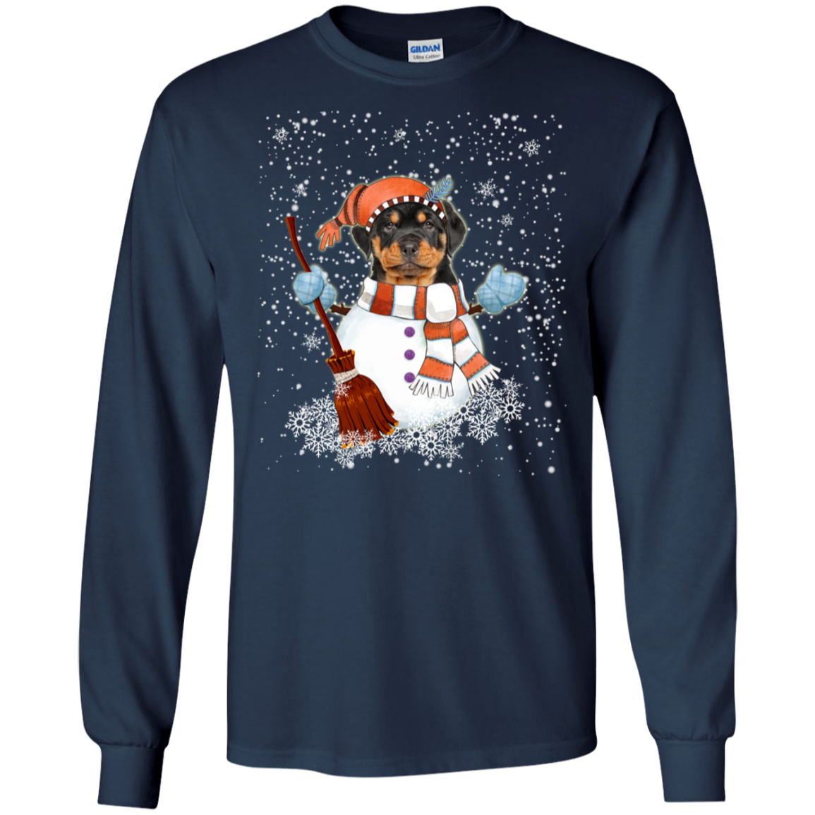 Christmas Snowman Rottweiler Funny T-shirt