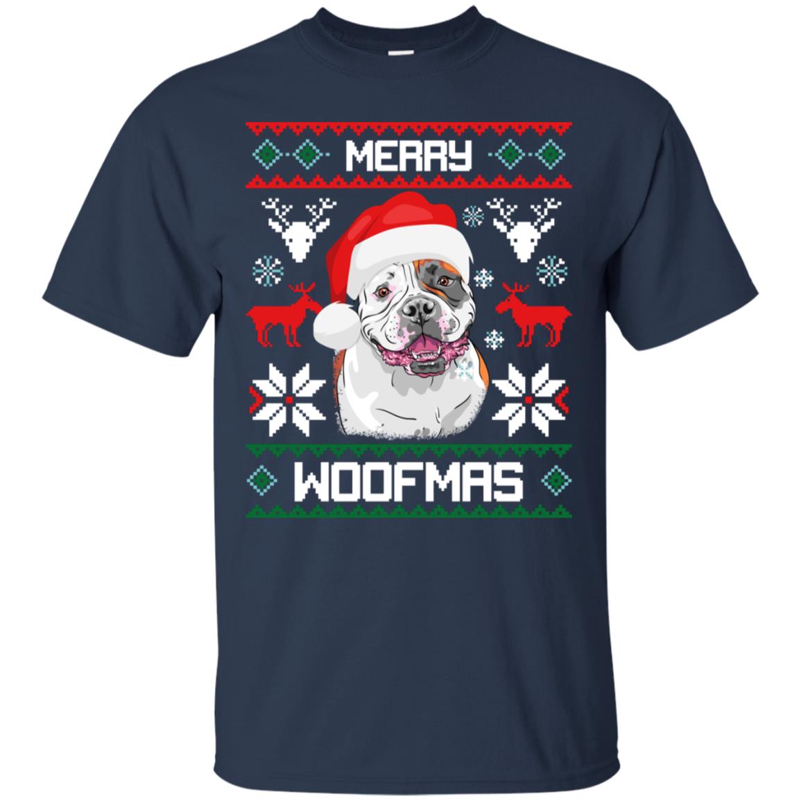 American Bulldog Merry Woofmas T-Shirt Christmas