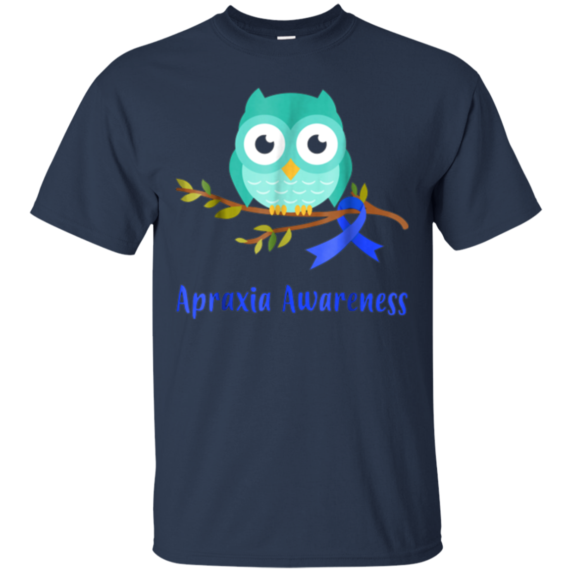 Apraxia Awareness Blue Ribbon Owl Kids T-Shirt