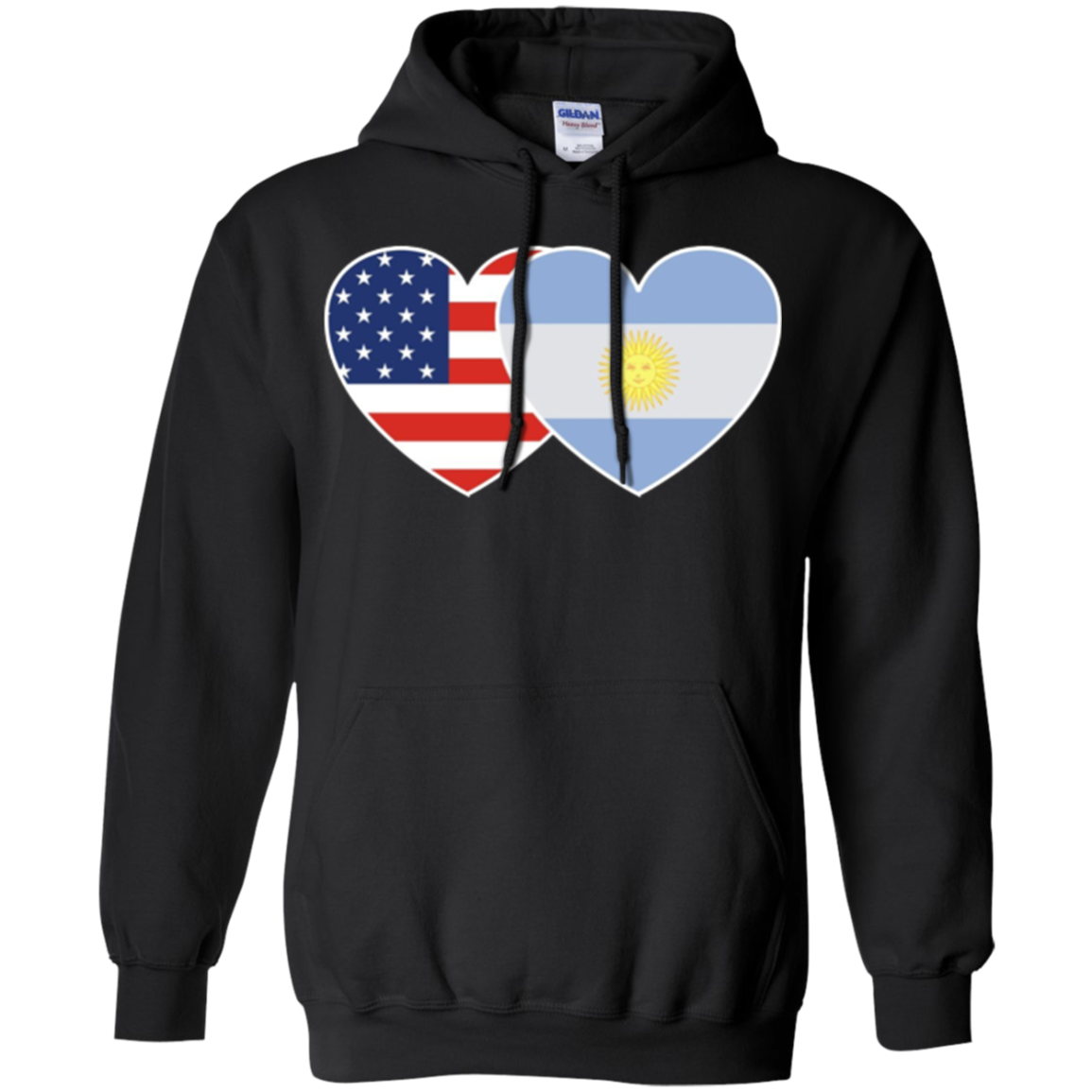 ARGENTINA USA Flag Twin Heart TShirt for Argentine Americans
