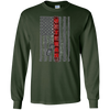 Image of American Flag T-Shirt Red Line Veteran w Dog Tag Long Sleeve