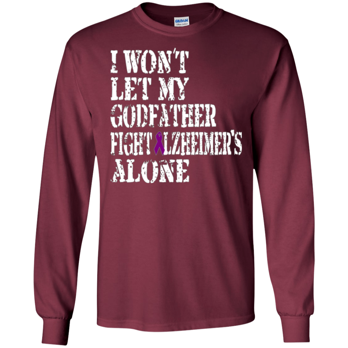 Alzheimer's Awareness Tee For Godfathers Purple Ribbon Tee