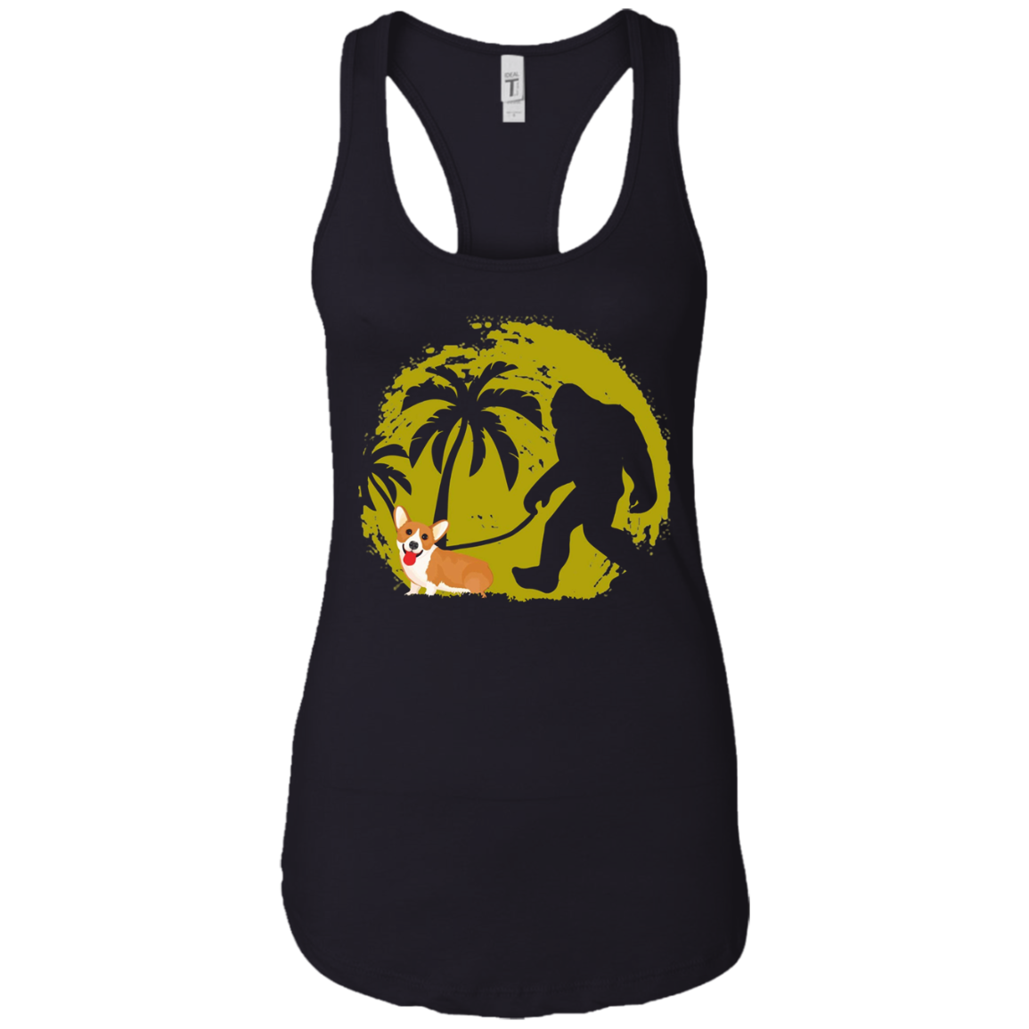 Bigfoot Walking Corgi T Shirt Funny Cute Sasquatch Gift