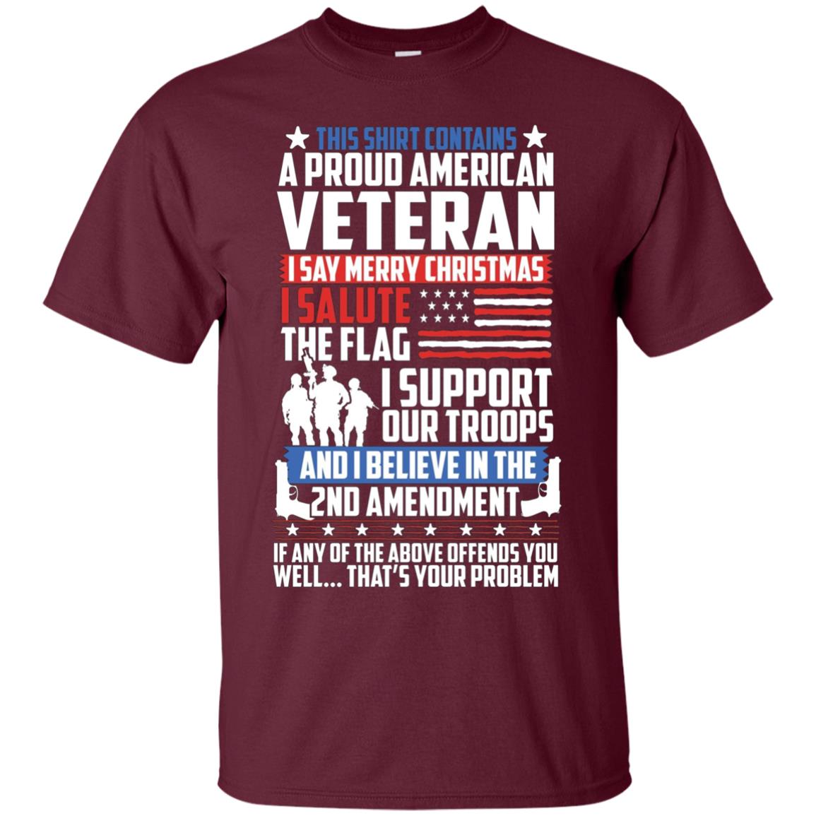 A Proud American Veteran Support Guns Troops Flag LS Shirt