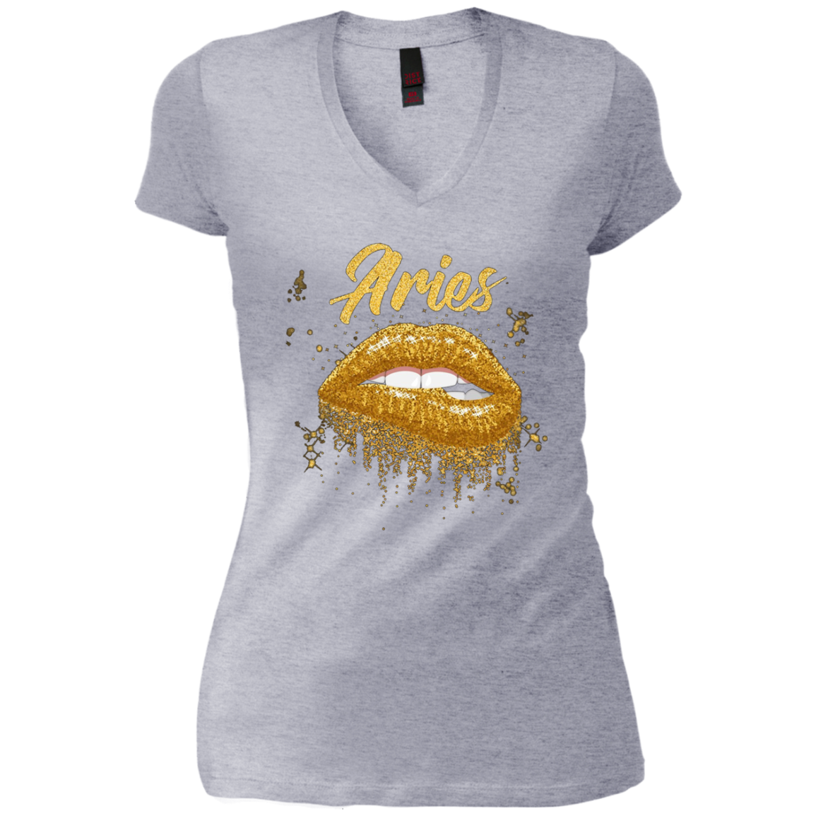 Aries Zodiac Birthday Golden Lips T-Shirt for Black Women