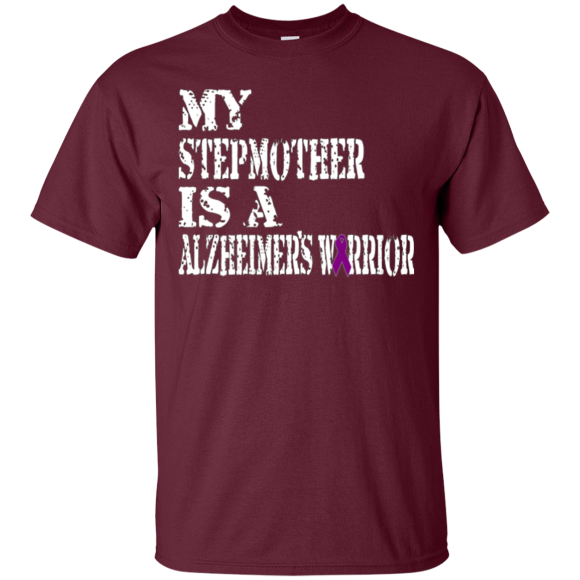Alzheimer's Awareness T-Shirt For Stepmother Purple Ribbon