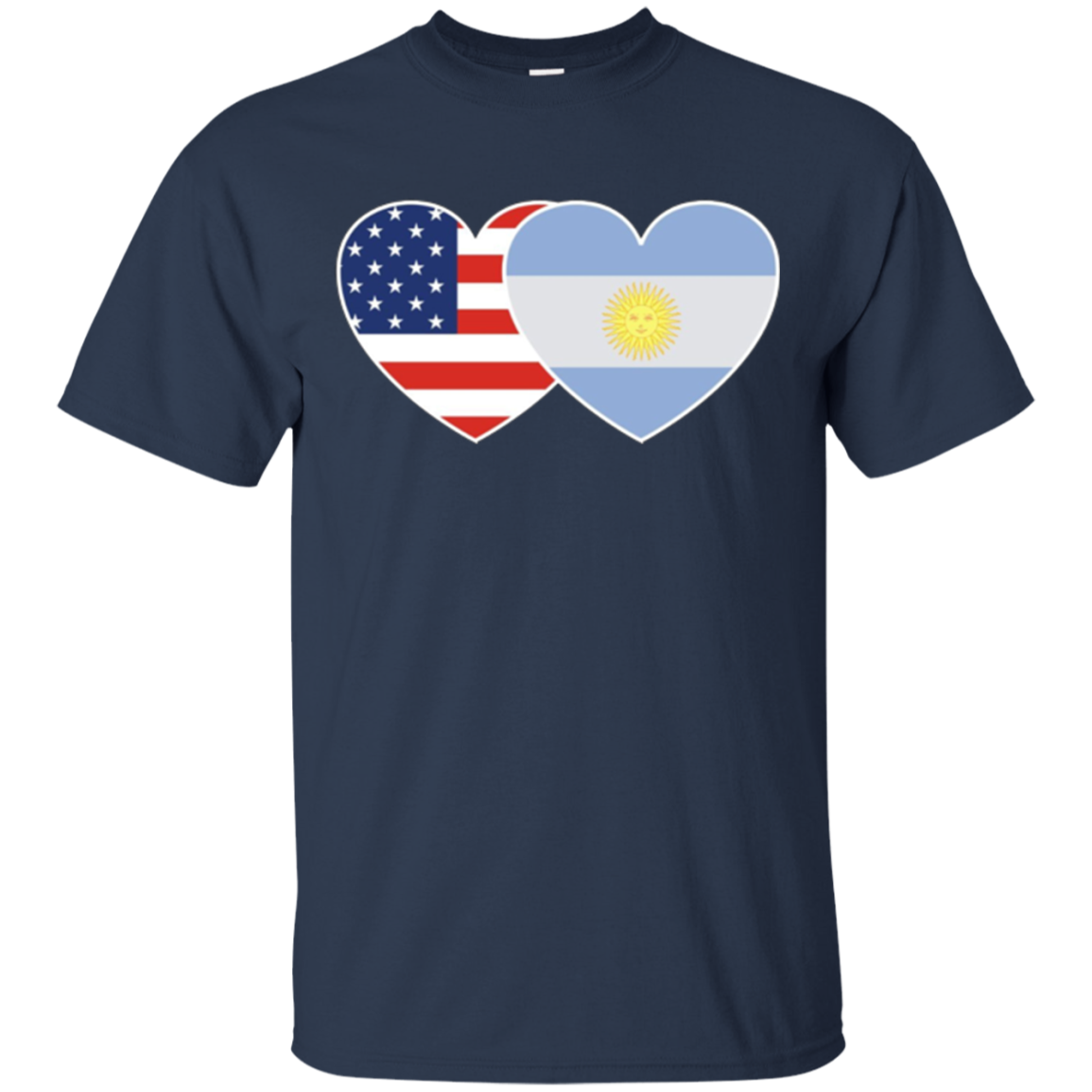 ARGENTINA USA Flag Twin Heart TShirt for Argentine Americans