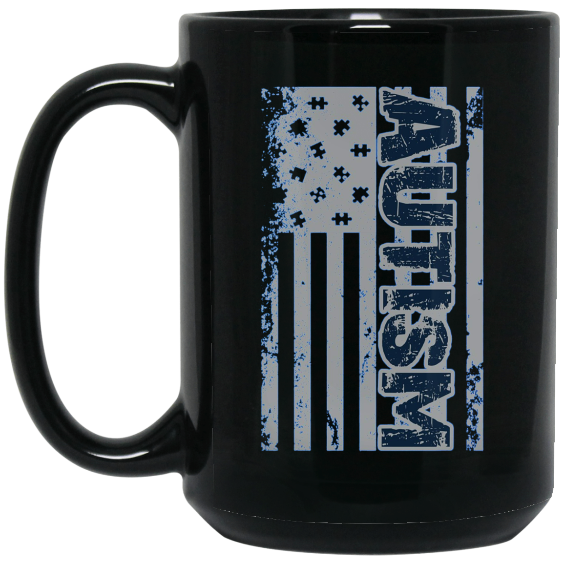 Autism Awareness T-Shirt - American Flag Puzzle Piece Shirt