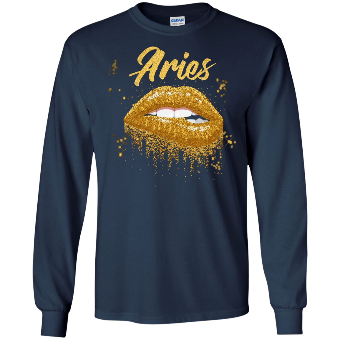 Aries Zodiac Birthday Golden Lips T-Shirt for Black Women