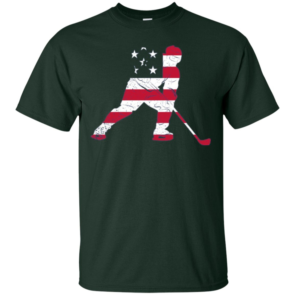 American USA Flag Ice Hockey T-Shirt Patriotic Sports Gift