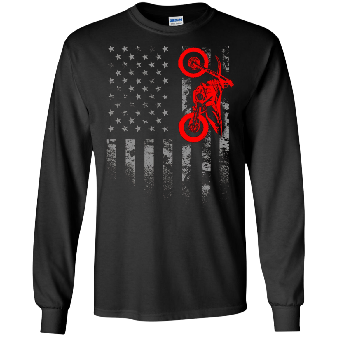 American Flag Motocross Bike Dirtbiking Off Road Tshirt