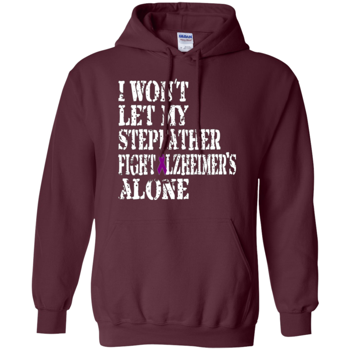 Alzheimer's Awareness T-Shirt For Stepfather Purple Ribbon