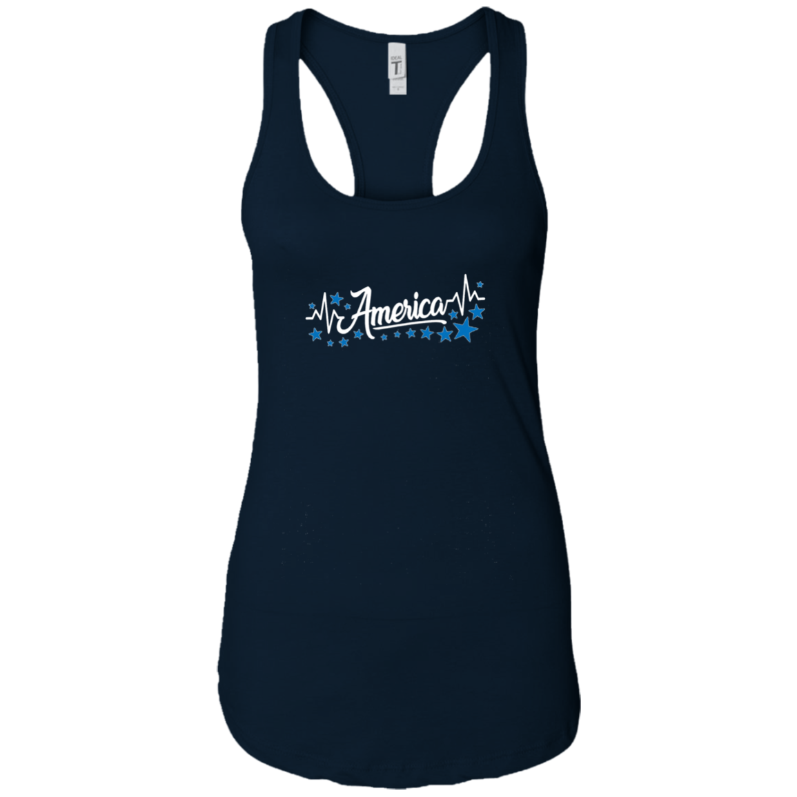 America Heartbeat Blue Long Sleeve Fourth July Outfit Stars