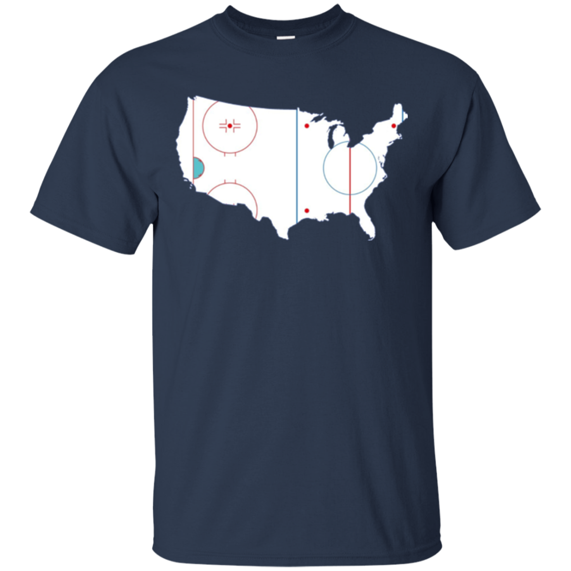 American Map Shirt Ice Hockey Rink Novelty Long Sleeve Tee