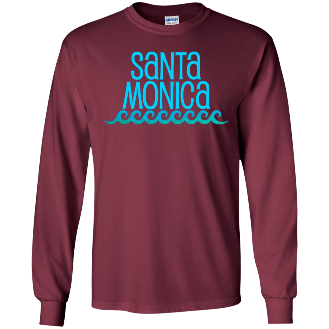 Santa Monica Beach Long Sleeve T-Shirt Waves Surf Tee Shirt