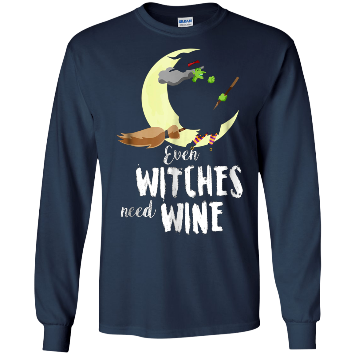 Funny Halloween T Shirt Even Witches Need Wine Shirt
