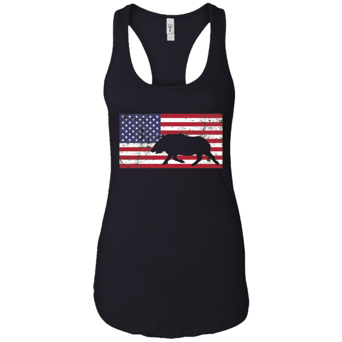 American Flag Patriotic Wild Feral Pig Hunting T-Shirt USA