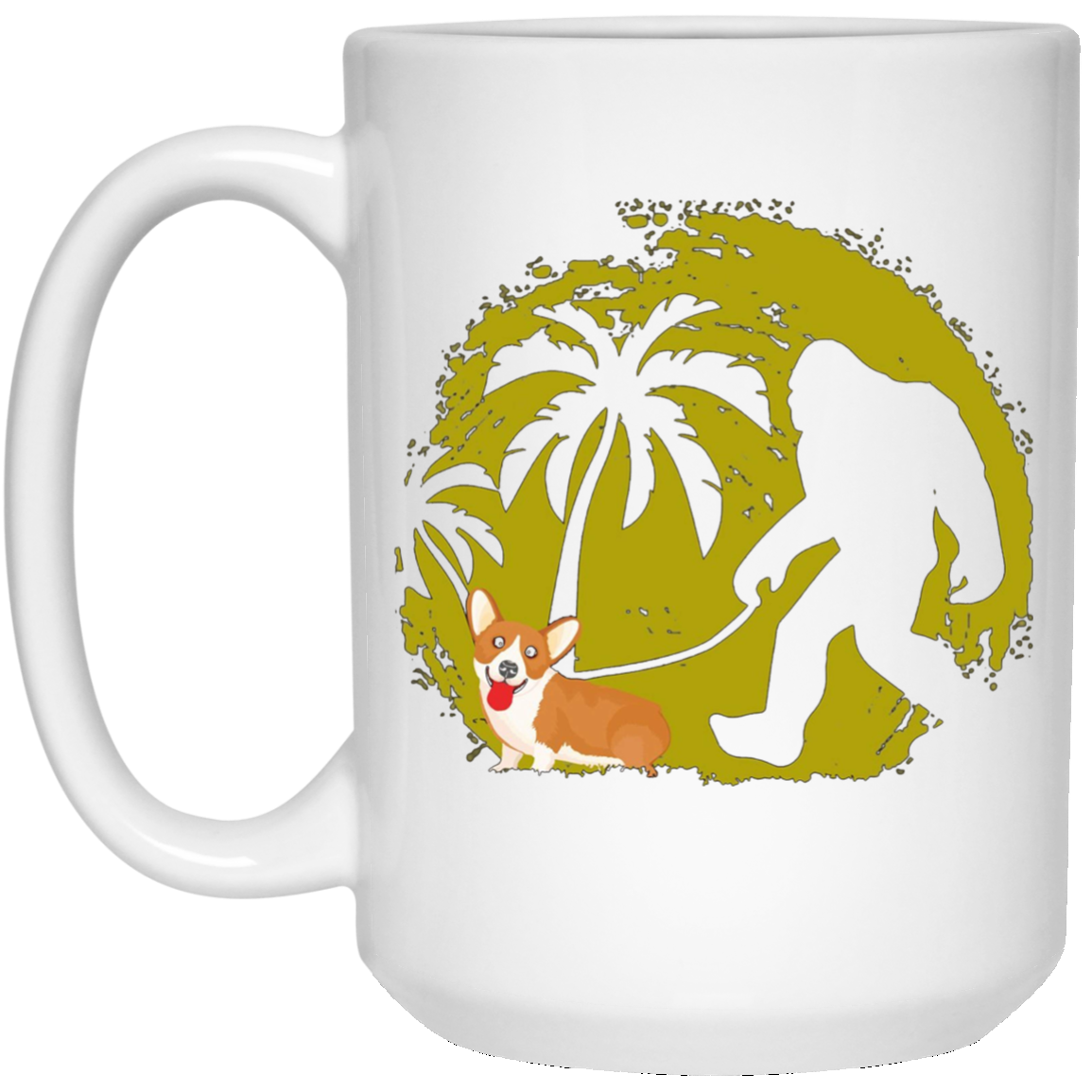 Bigfoot Walking Corgi T Shirt Funny Cute Sasquatch Gift