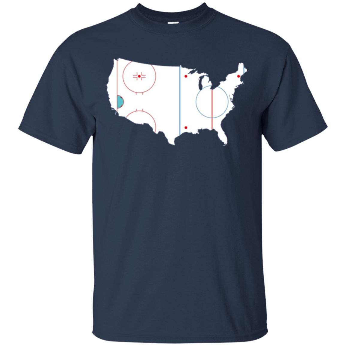 American Map Shirt Ice Hockey Rink Novelty Long Sleeve Tee