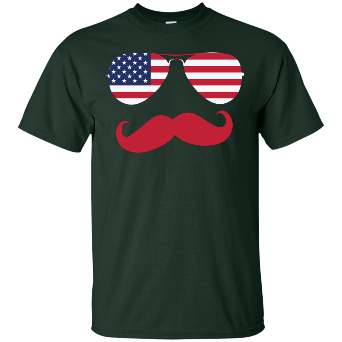 American USA Flag Aviator Sunglasses Mustache Merica T Shirt
