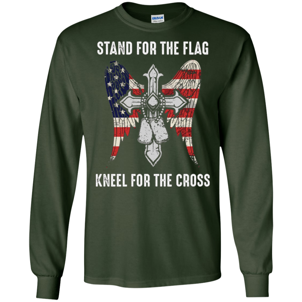 T-shirt chrétien de croix patriotique de drapeau américain