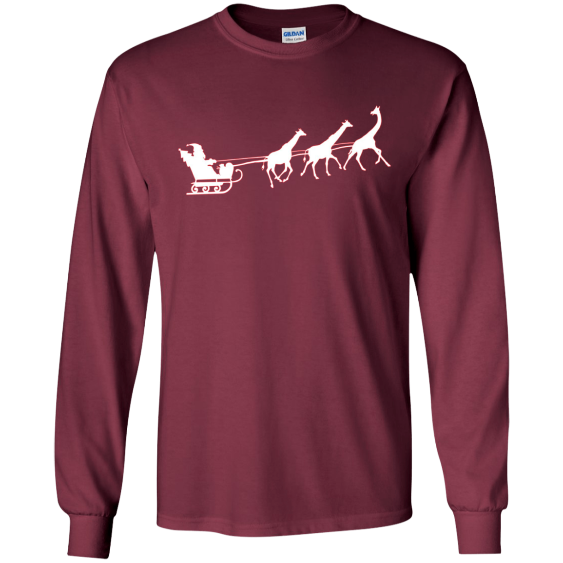 African Santa Sleigh Giraffe T-shirt Merry Christmas Gifts