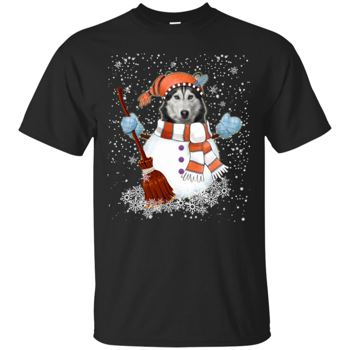 Christmas Snowman Siberian husky Funny T-shirt