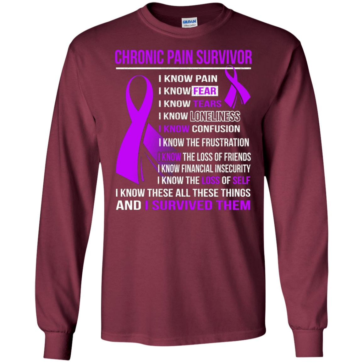 CHRONIC PAIN Survivor i know pain, tears t-shirt