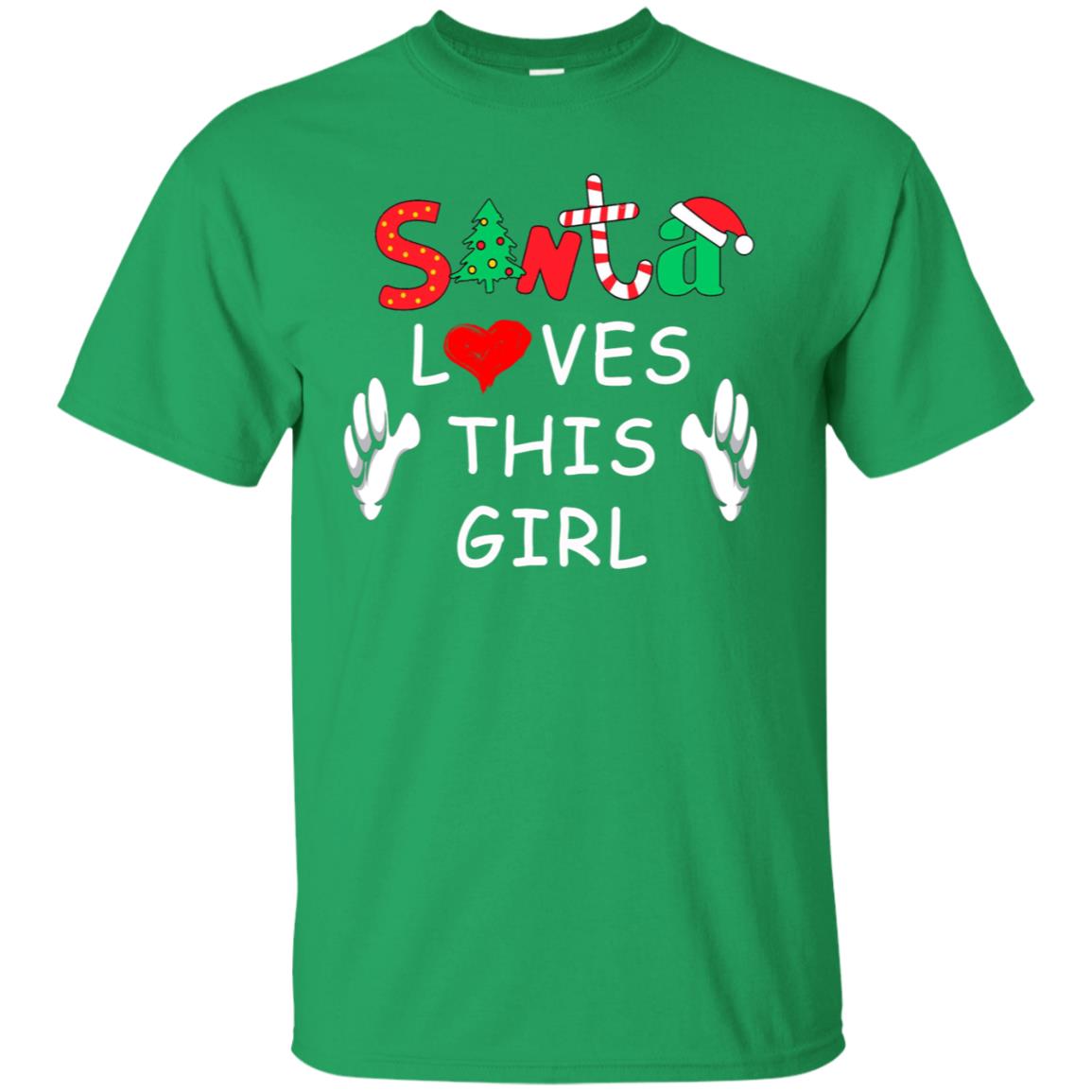Santa Loves This Girl T Shirt Funny Christmas Gift Shirts