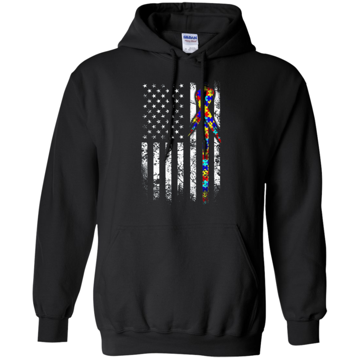 Autism Awareness T-Shirt American Flag Distressed Tee