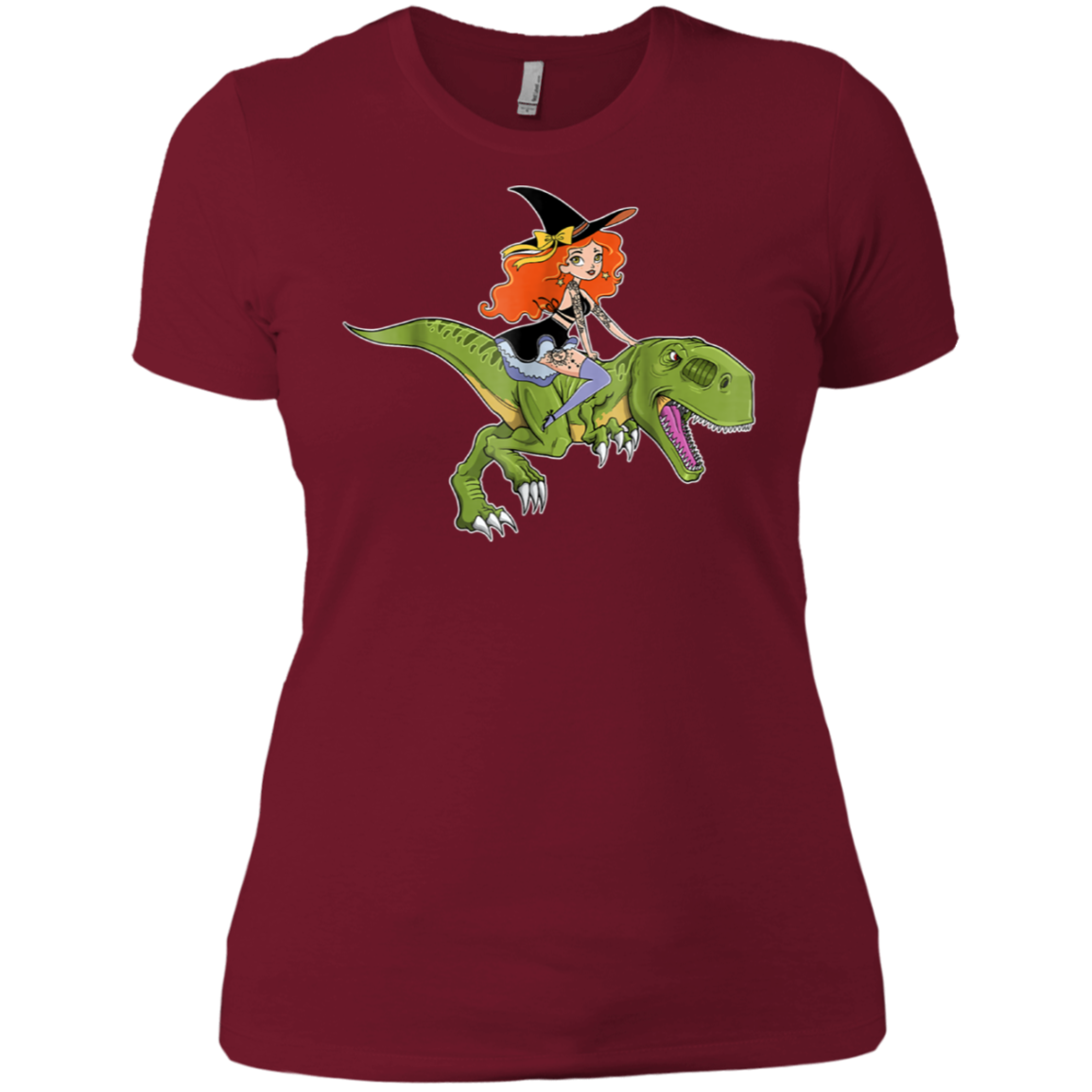 Witch Riding Dinosaur Halloween Costume Funny Gift Shirt
