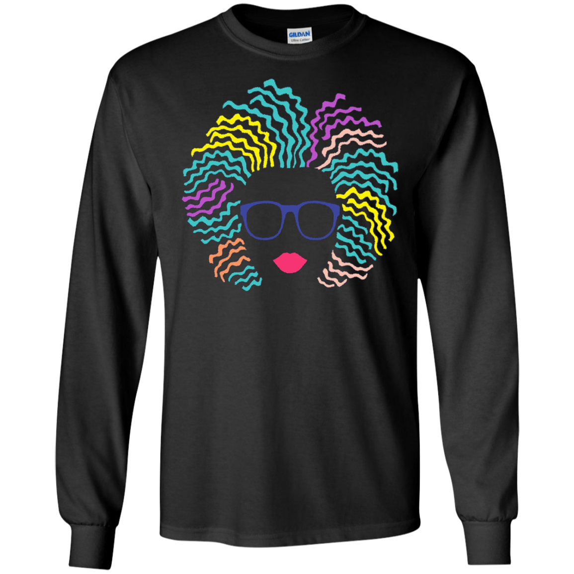 Afro Girl T-Shirt: Natural Hair & Glasses, Black Women Art