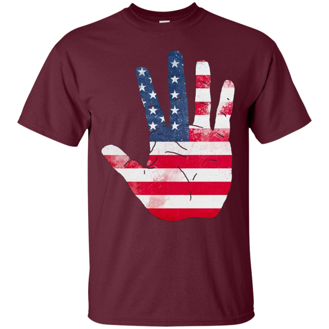 American Flag Waving Hand Hi Five Patriotic Gift Long Sleeve