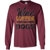 Image of Chemise à vin au vin 'Wine Coffee Chocolate Dogs' Clever Coffee Wine Shirt