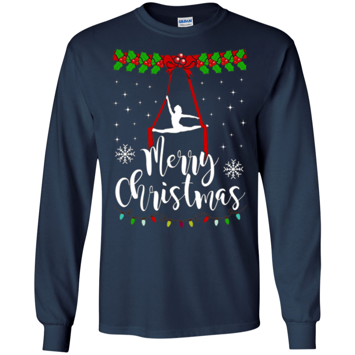 Aerial Yoga Merry Christmas T-shirt Ugly Christmas Yoga