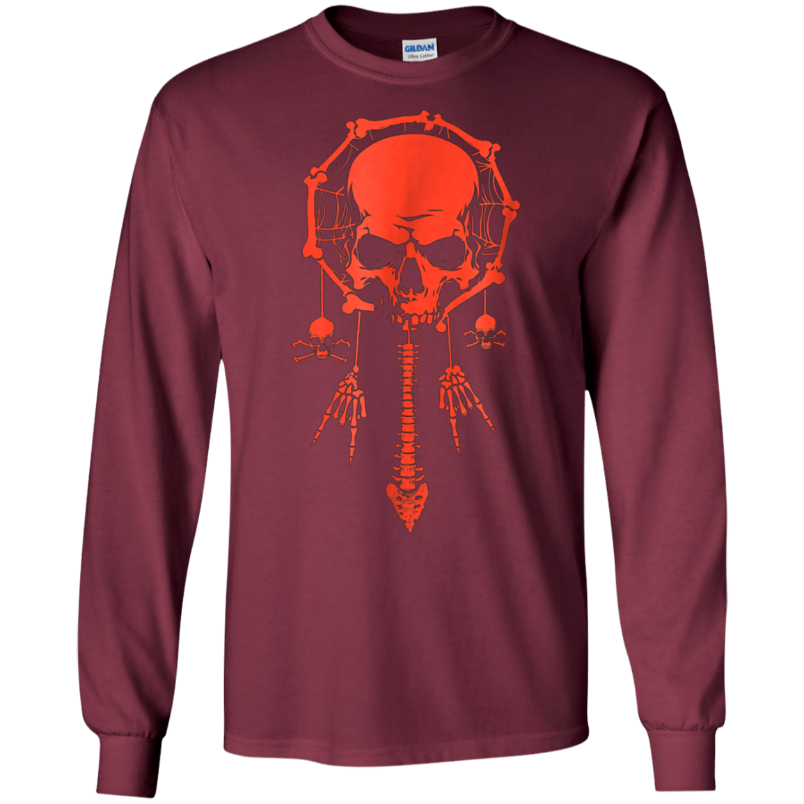 Funny Halloween T-Shirt Skull Dream Catcher Bone Rock Hand