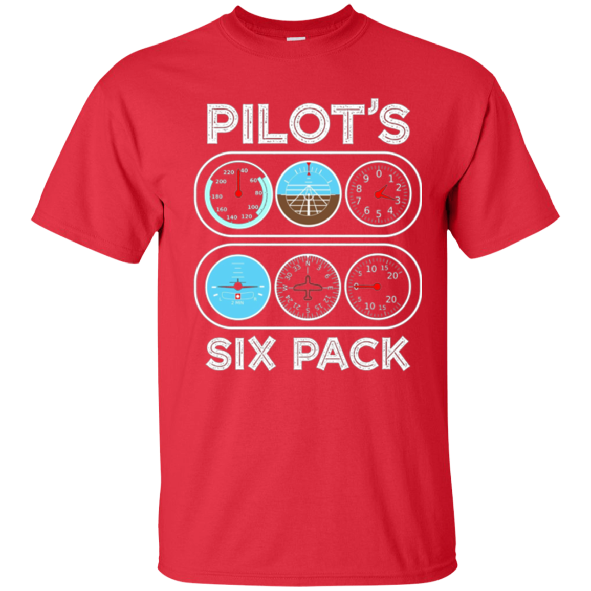 Pilot's Six Pack T-Shirt | Flight Instruments Aviation Shirt