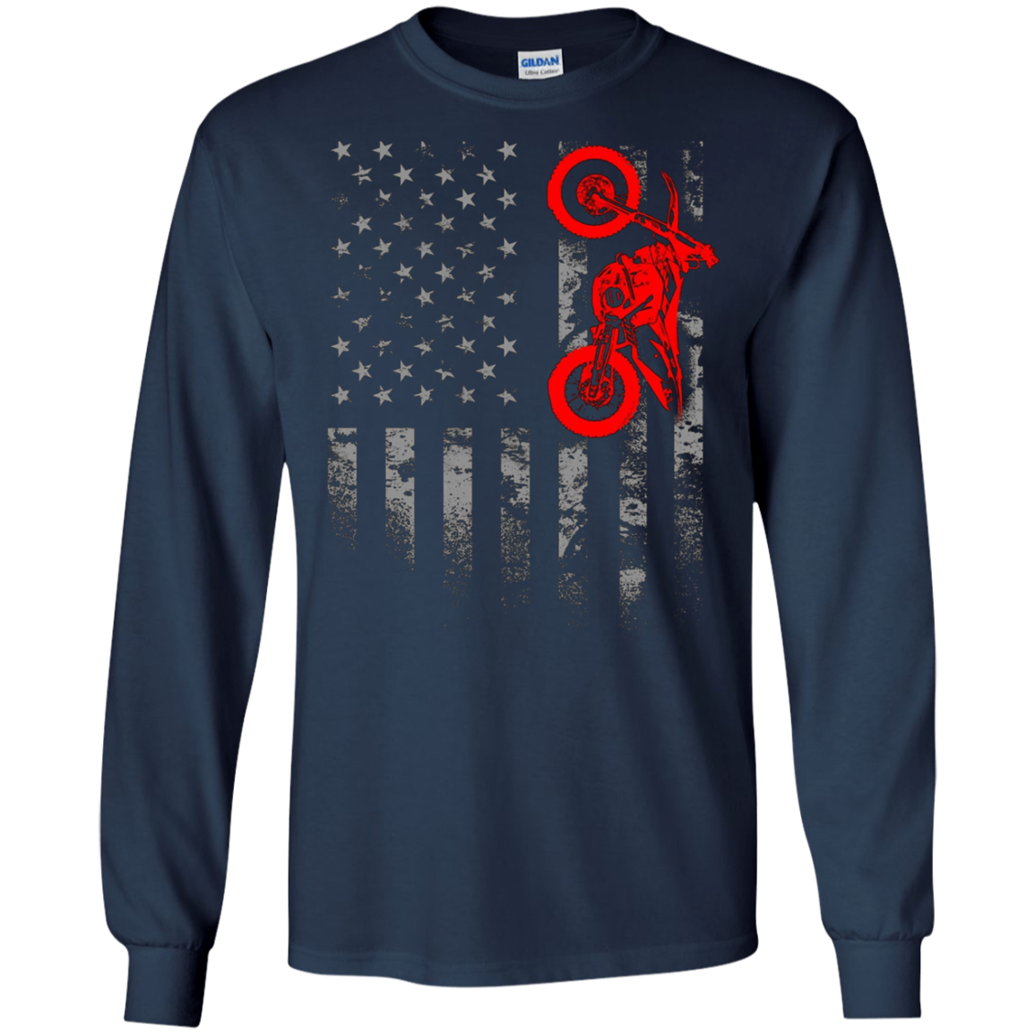 American Flag Motocross Bike Dirtbiking Off Road Tshirt