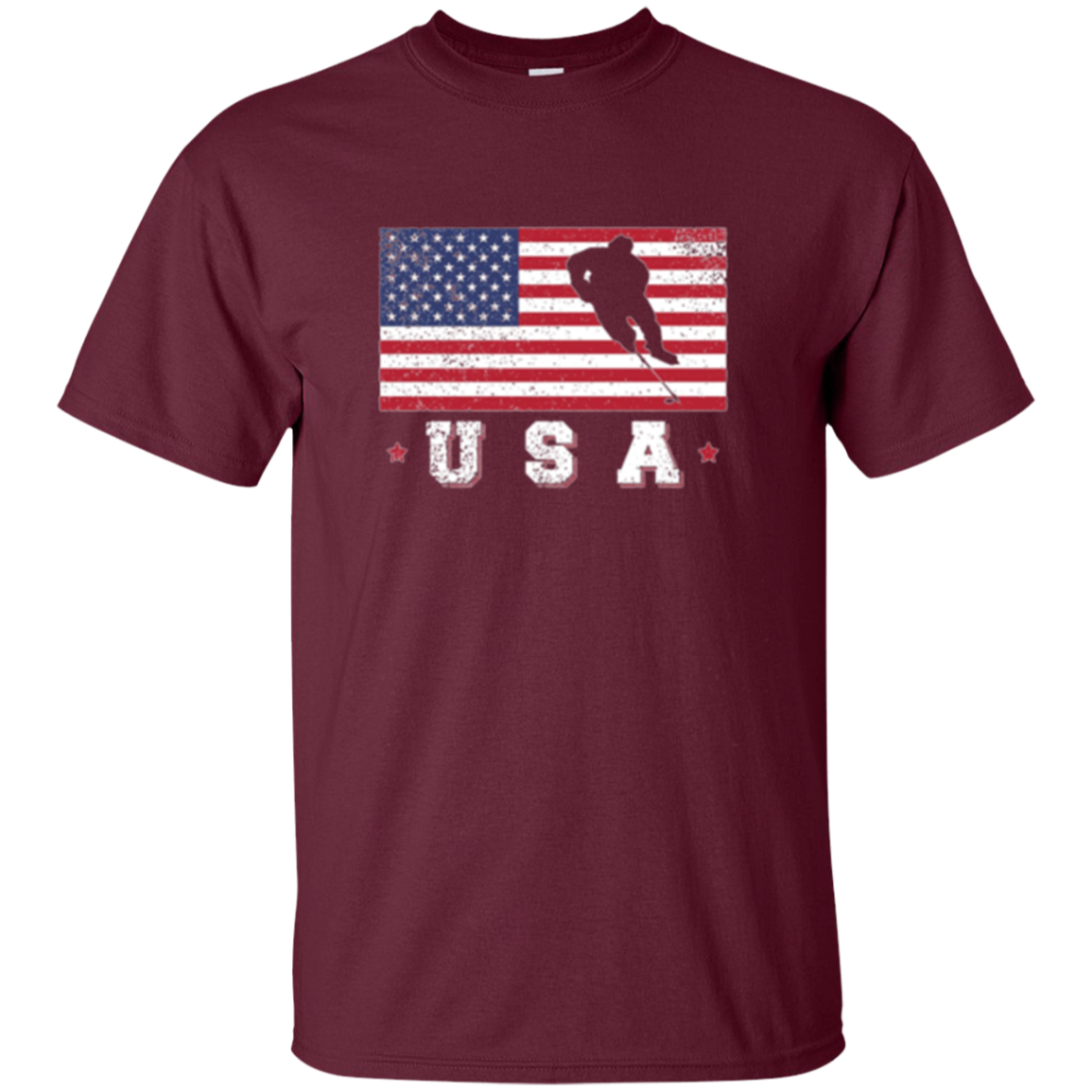 American USA Flag Ice Hockey T-Shirt Patriotic Sports Gift