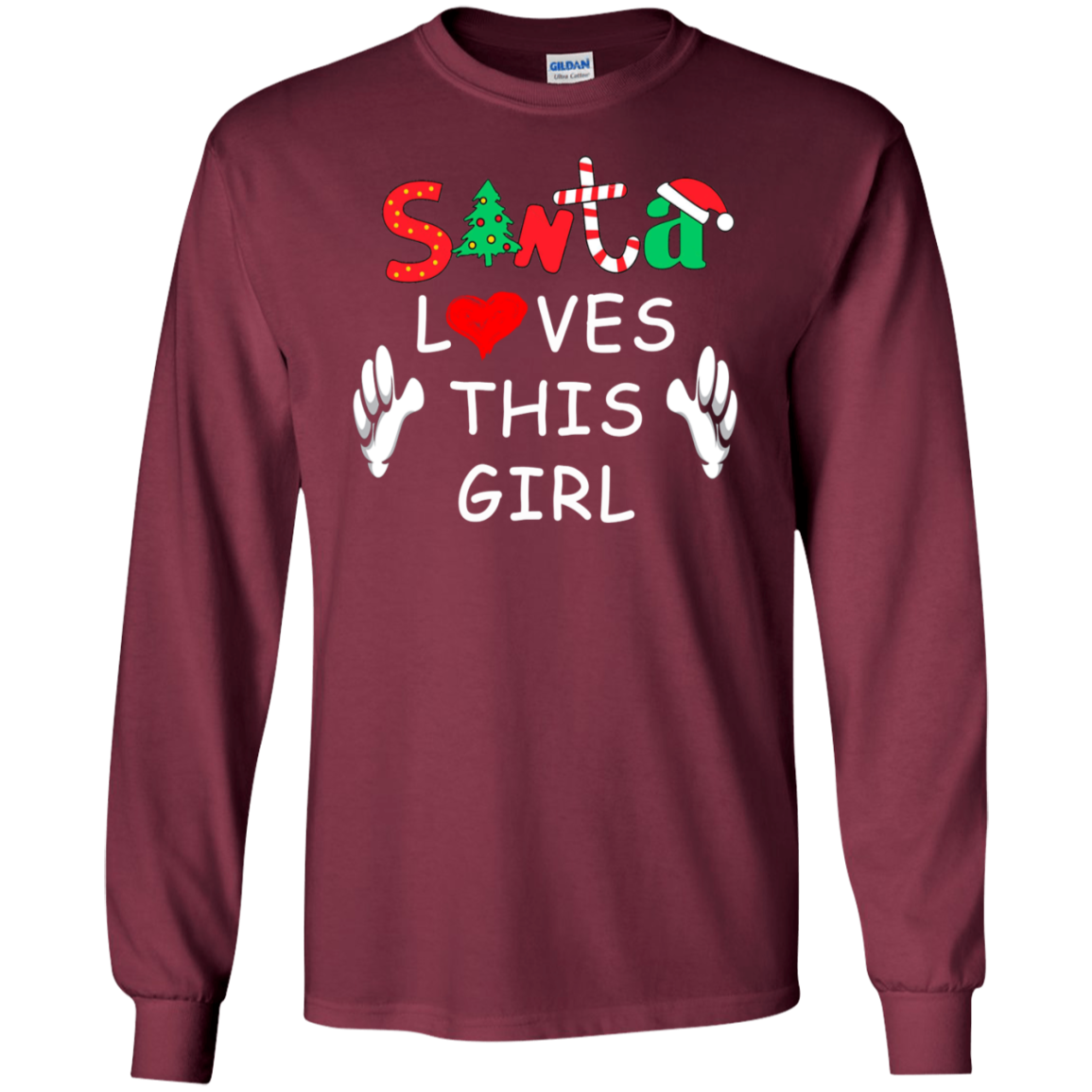 Santa Loves This Girl T Shirt Funny Christmas Gift Shirts