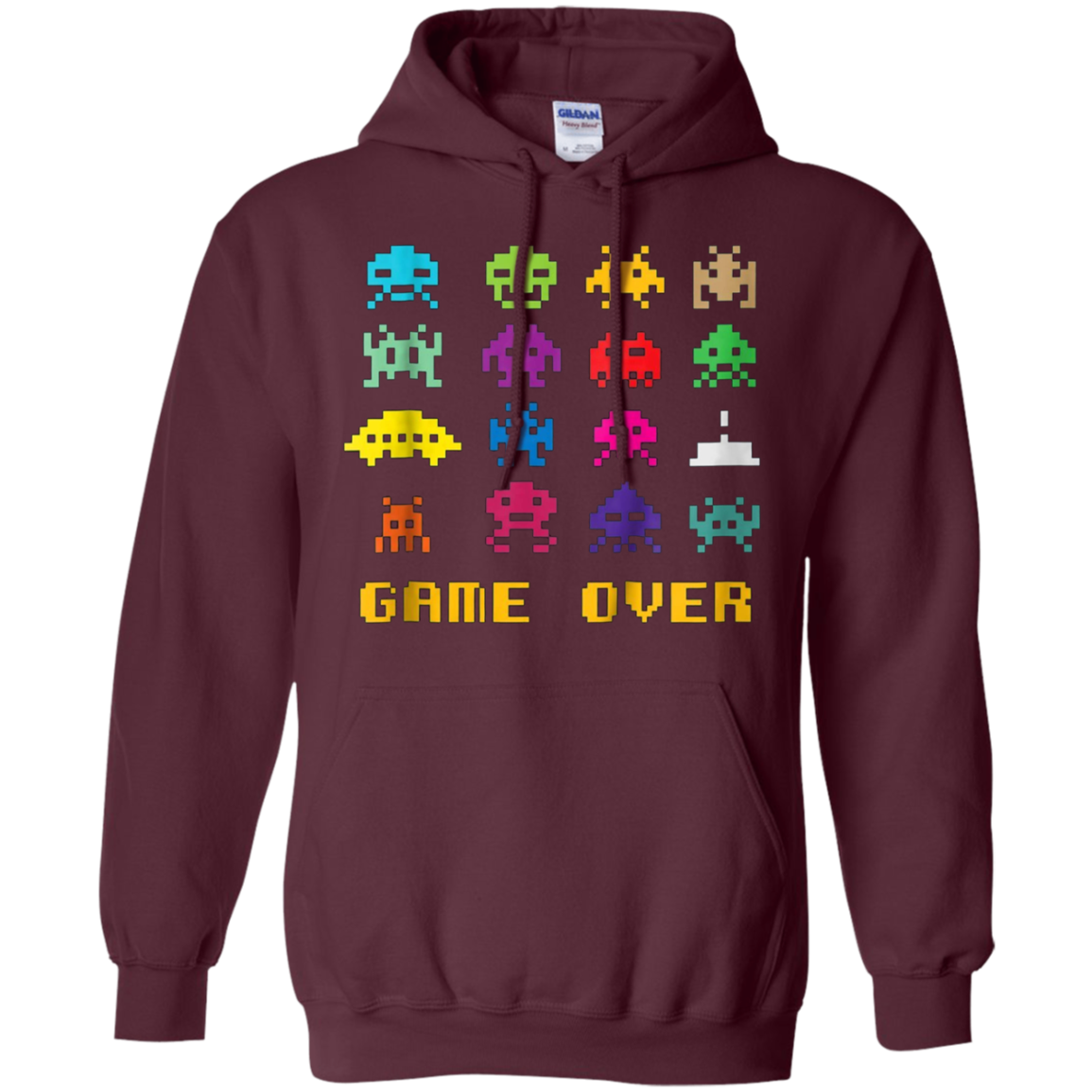 "Game Over" retro alien invaders tshirt 80s 8-bit video game