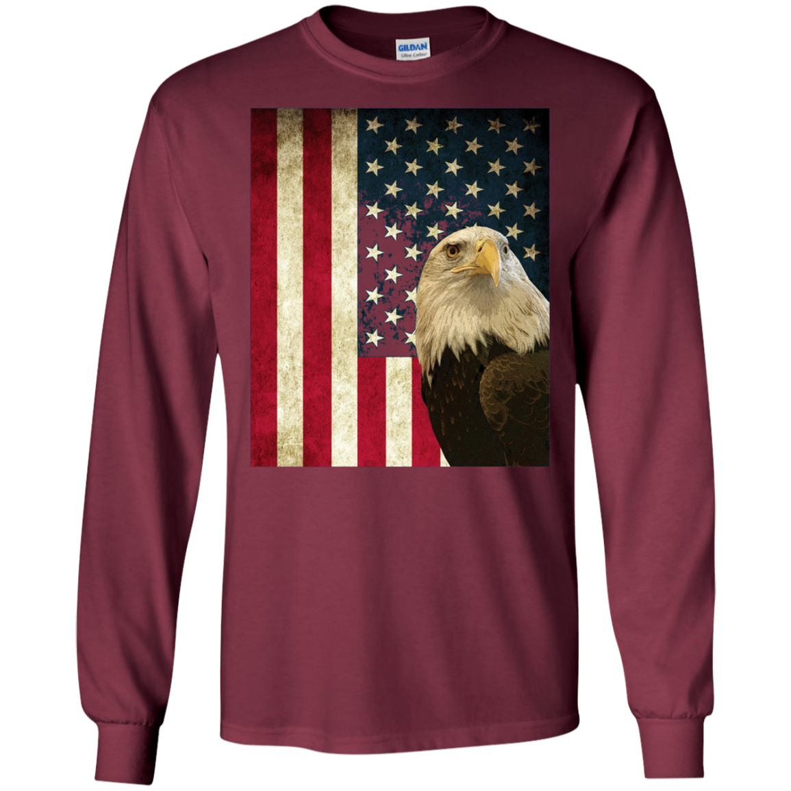 American Bald Eagle Retro Flag Long Sleeve Shirt, Patriotic