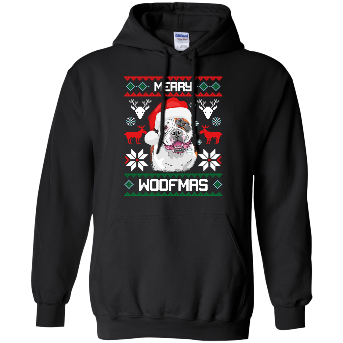 American Bulldog Merry Woofmas T-Shirt Christmas