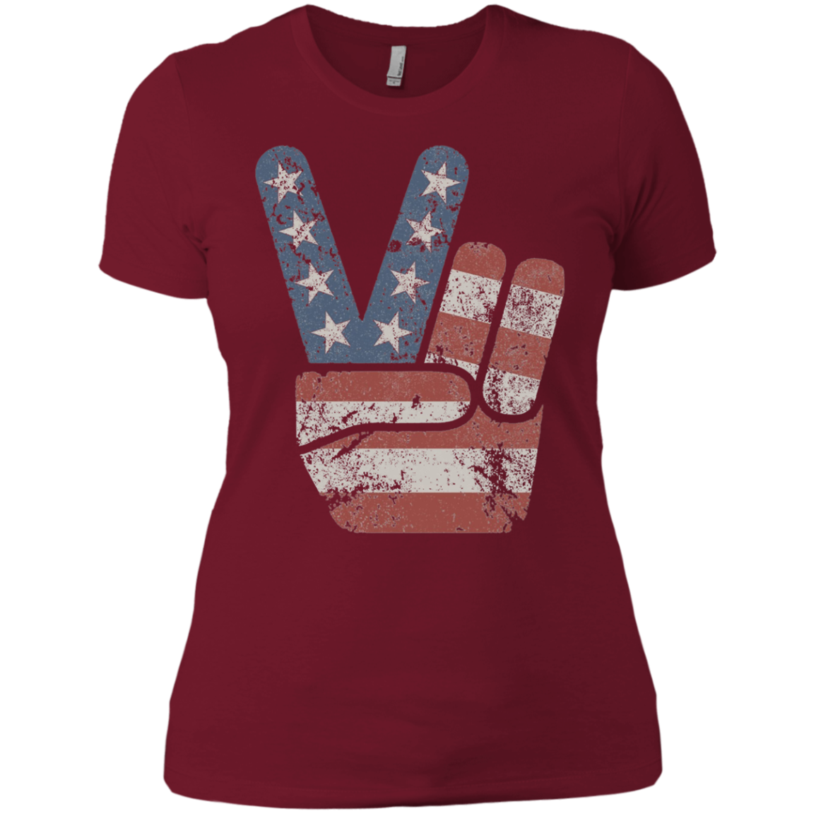 4th of July Vintage American Flag Big Peace Sign T-Shirt