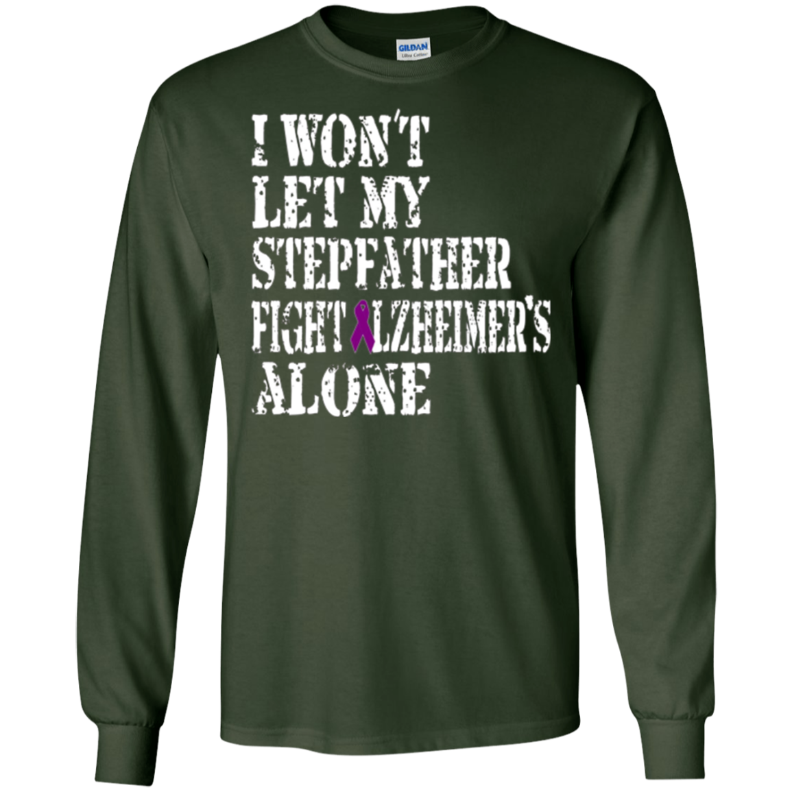 Alzheimer's Awareness T-Shirt For Stepfather Purple Ribbon