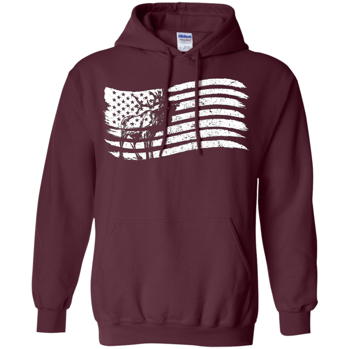 American Flag T-Shirt With Elk Vintage Look