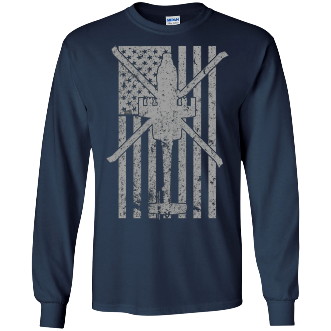 AH-64 Apache Gunship Military Helicopter Vintage Flag Tee