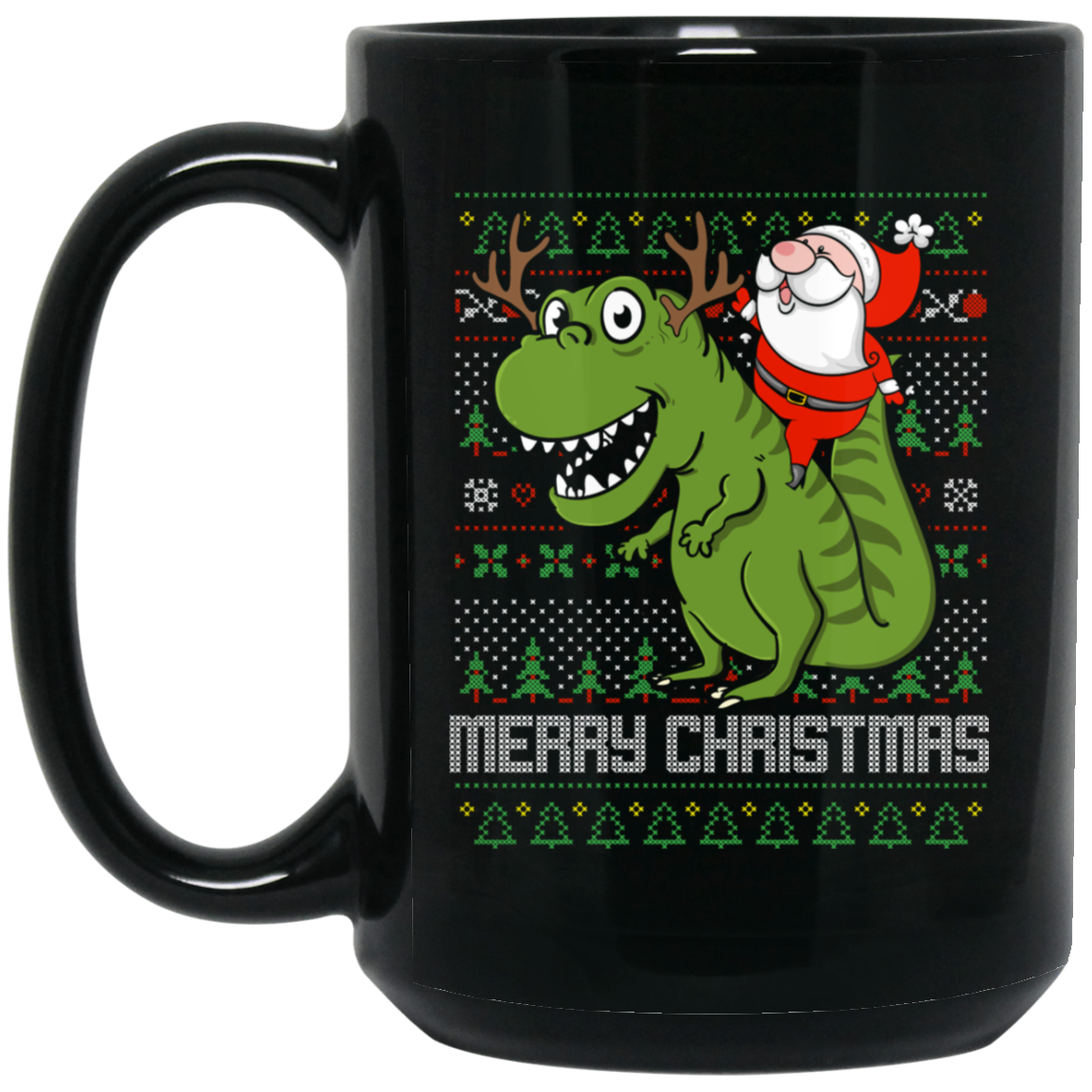 Santa Riding Dinosaur Tyrannosaurus Gift Tshirt