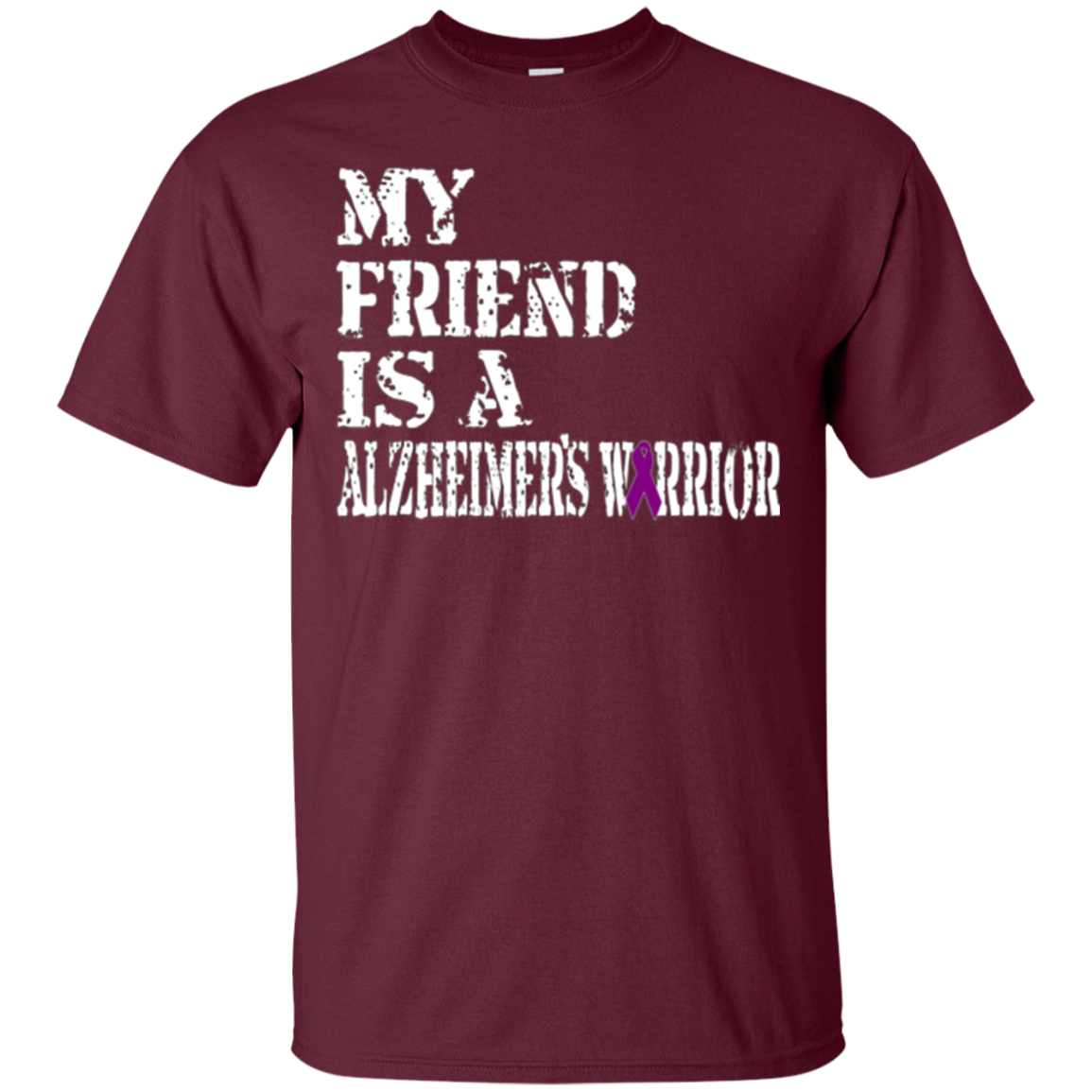 Alzheimer's Awareness T-Shirt For Friends Purple Ribbon Tee