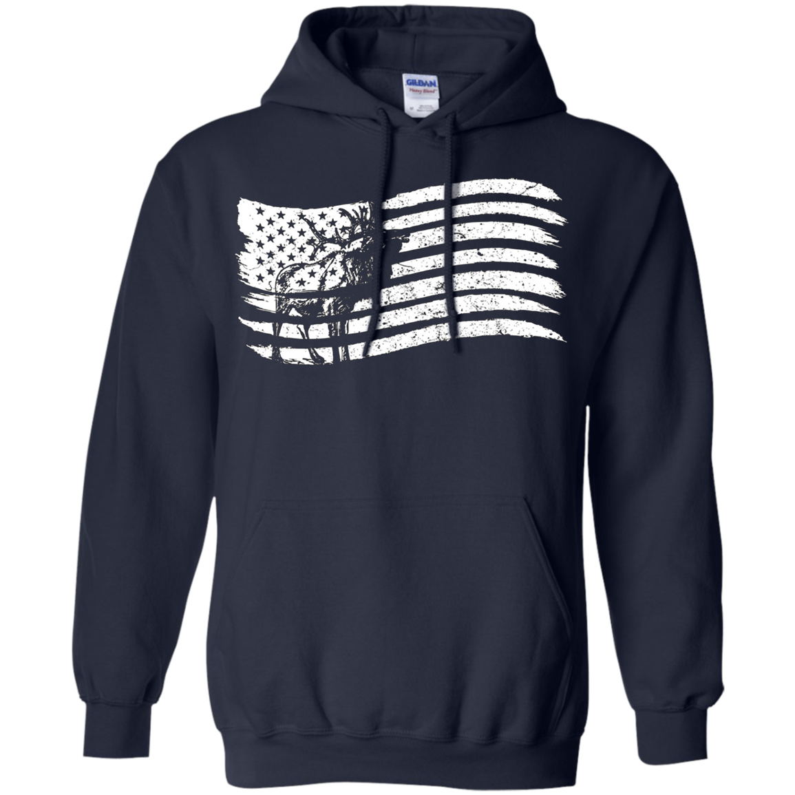 American Flag T-Shirt With Elk Vintage Look